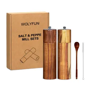 8 Zoll Packung mit 2 Pfeffermühlen, Gewürz mühle Holz Salz-und Pfeffermühle Set