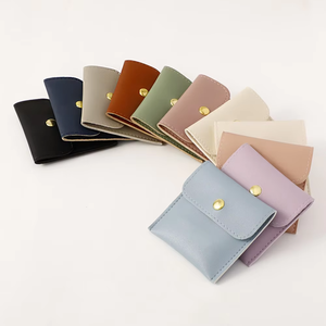 Eco-friendly Lightweight Ultra-<b>thin</b> Envelope-style Leather Jewelry Pouch Slim Mini Snap Button Bag for <b>Rings</b> Earrings Necklaces - Product Image 4