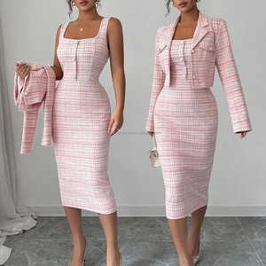 Custom Two Piece Tweed blazer Career Set for Women Business Office <strong>Jacket</strong> Dress Suit Ladies - Product Image 1