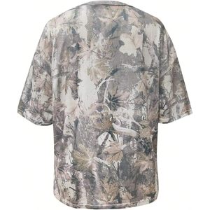FOXA เสื้อยืดลายพรางผู้หญิงพิมพ์ลายใบเมเปิ้ลแขนสั้นฤดูร้อนระบายอากาศได้ดีสตรีทแวร์ท็อป - Product Image 2