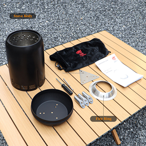 Chauffage de cheminée <span class=keywords><strong>extérieur</strong></span> en acier inoxydable noir poêle à granulés de bois Mini Portable sans fumée feu de table feu de camp - Product Image 4