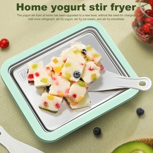 Sorbetière débranchée <span class=keywords><strong>Machine</strong></span> à glace <span class=keywords><strong>manuelle</strong></span> en acier inoxydable Plaque à froid instantanée avec grattoirs Outil pour faire de la crème glacée roulée - Product Image 2