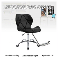 Chaise de bar de luxe moderne en cuir synthétique avec pieds en acier, réglable en hauteur, pivotante à 360 degrés/inclinable, pompe hydraulique