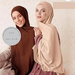 Musulmane 86 colores pañuelo para la cabeza señoras Color liso tejido gasa velo bufanda venta al por mayor gasa Hijab para mujeres musulmanas - Product Image 1