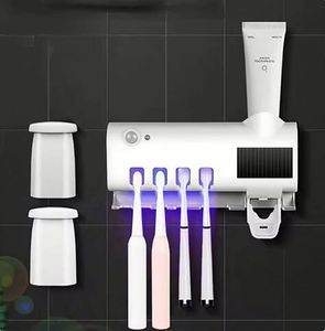 Automatic Toothpaste Dispenser Three-piece Set <b>Toothbrush</b> <b>Holder</b> Dustproof Sticky Suction <b>Wall</b> <b>Mounted</b> Plastic Eco-Friendly USB - Product Image 2