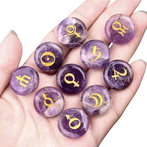 Piedra preciosa redonda <span class=keywords><strong>de</strong></span> 18MM, símbolo planetario, piedra Natural grabada con láser, juego <span class=keywords><strong>de</strong></span> colgantes <span class=keywords><strong>de</strong></span> 10 piezas, regalo <span class=keywords><strong>de</strong></span> fiesta - Product Image 4