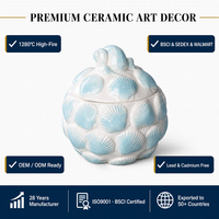 Pot de rangement moderne et simple en céramique blanche et bleue, style océan, durable, pour la maison, la cuisine, objets décoratifs, comprend un couvercle pour Diwali