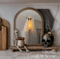 Miroir LED fantôme à cadre en bois massif, taille personnalisée, illusion d'Halloween, miroir décoratif mural éclairé