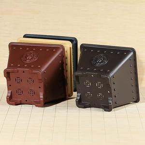 Pots de bonsaï en <span class=keywords><strong>plastique</strong></span> carrés traditionnels au design unique de 15.9cm pour cactus et arbre succulents avec motif de lion sur la surface - Product Image 3