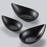 Assiette Ovale Creuse en Mélamine Noir Mat pour Barbecue, Fondue, Snacks et Cuisine Asiatique