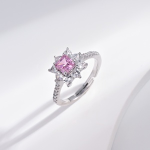 wholesale plata 925 sterling Silver engagement pink stone <b>ring</b> fashion Rhinestones <b>ice</b> cut cubic zirconia wedding girls <b>rings</b> - Product Image 2