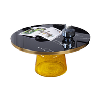 Table basse moderne de style nordique Base en verre vert Meubles de restaurant prêt pour l'expédition Panneau de bois en acier inoxydable pour
