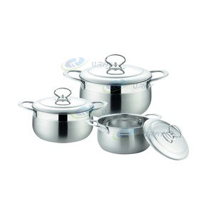 Nouvel ensemble de batterie de <span class=keywords><strong>cuisine</strong></span> moderne en acier inoxydable 6 pièces, fond simple, écologique, finition mate, avec couvercles, pour cuisson, marmite et casserole - Product Image 1