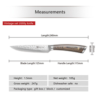 HV4 Nouvelle Arrivée 5 Pouces Couteau de Cuisine 5cr15mov Lame de Marteau en Acier avec Manche en Bois Pakka Couteau de Chef Personnalisé Couteau Utilitaire