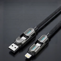 Câble de charge rapide Type-C de qualité supérieure, indicateur LED, charge super rapide 3A, connecteurs renforcés en nylon tressé, compatible iOS