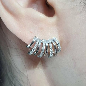 Orecchino a polsino curvo semplice da donna, alla moda, per uso quotidiano, accessori per l'orecchio - Product Image 3
