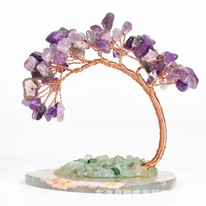 <b>Crystal</b> <b>Tree</b> Ornament Arch Shape Handmade Agate Base Office Desktop Decor Wishing <b>Tree</b> Craft Gift - Product Image 2