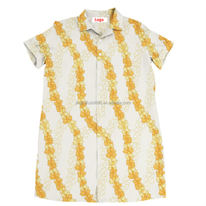Robes chemises imprimées hawaïennes personnalisées OEM pour femmes, robes d'été pour femmes en gros, longueur genou - Product Image 5