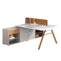 Poste de travail de bureau individuel moderne en bois avec cloison de séparation, ensemble de mobilier de direction de luxe avec table blanche