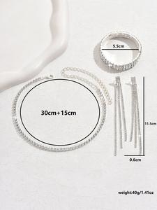 ขายส่งเครื่องประดับ JOMTY สำหรับผู้หญิง สไตล์โรแมนติกแบบยุโรปอเมริกัน แฟชั่นชุบเงินแท้  ทำจากโลหะผสมสังกะสี ประดับด้วยคริสตัล  ประกอบด้วยสร้อยคอ สร้อยข้อมือ และแหวน - Product Image 6