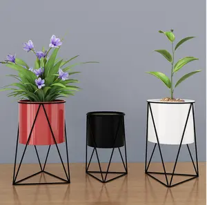 Vasos de flores Plantas de Jardim Vasos Caixa De Metal Caixa B SCI Artesanato De Metal Moderno Redondo Luz Azul Suporte De Estanho Em Pó Revestido