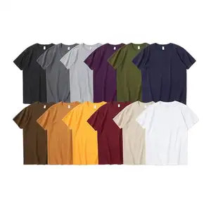 Camiseta oversize masculina 100% algodão, camiseta casual de cor sólida com gola redonda, camiseta personalizada para homens, moda básica de verão