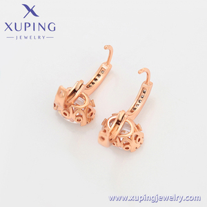 A00912612 xuping Jewelry Classic Fashion Exquisite Row of Large Diamond <strong>Rose</strong> <strong>Gold</strong> <strong>Hoop</strong> Women's Earrings - Product Image 2