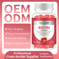 Gummies OEM personnalisées à faible teneur en sucre, naturelles, à la biotine, au collagène, à la kératine et à la vitamine C pour la force des cheveux, l'élasticité de la peau et la santé des ongles