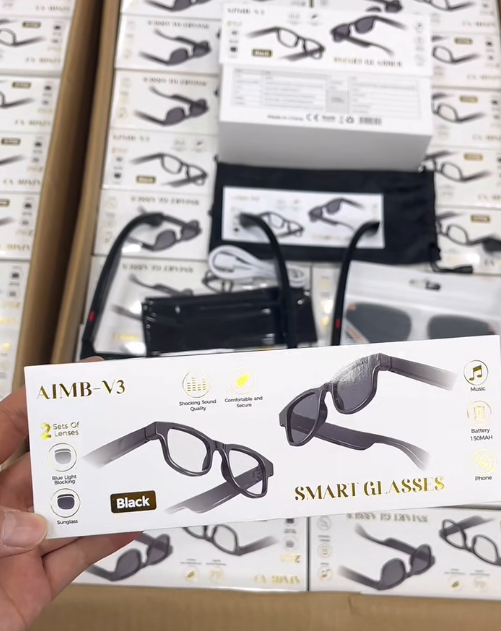AIMB-V3 Smart Glasses - Wireless High-Definition Call Anti-Blue Light Sunglasses Double-Lens Eyeglasses