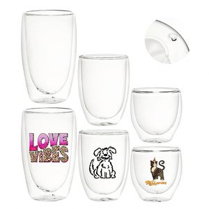 8oz 12oz 15oz <b>Double</b> <b>Walled</b> Snow Globe High Borosilicate Clear Glass Coffee <b>Mugs</b> Cups with Pre-drilled Hole for DIY Glitter - Product Image 1