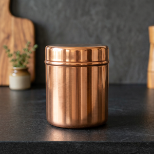 Recipiente Redondo Hermético para Alimentos de Cobre, Tarro para Especias de Diseño Minimalista con Acabado Pulido, 1 Capa, Mantiene la Frescura - Product Image 2