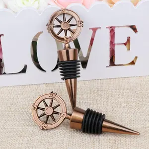 OurWarm Travel Theme Wedding Party Gift Wedding Favors Nautical Compass Wine Bottle Stoppers for Guests