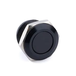 12mm Push Button Black Housing Aluminum Oxidation Reset Momentary Metal Soft Touch Switch With 2 Terminal