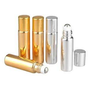 Rouleau en verre à revêtement UV brillant de 5ml, flacons pour huiles essentielles, avec boule à roulettes en acier inoxydable, 1 pièce - Product Image 1