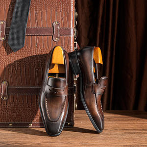 Business style shoes for <b>men</b> genuine leather hand-rubbed silver finish formal wear <b>men's</b> leather <b>Dress</b> Shoes & Oxfords - Product Image 2