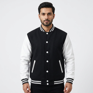 College Baseball Varsity <b>Jacket</b> for <b>Men</b> <b>Thin</b> Stand Collar Custom Front Logo Printing Quilted Winter Wear - Product Image 1