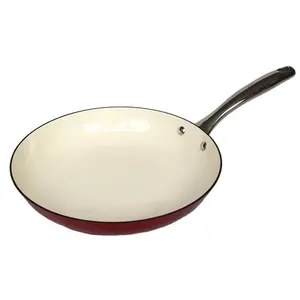 24Cm 26Cm Spuitgietijzer Ronde Bakpan Emaille Coating Met Roestvrijstalen Handvat