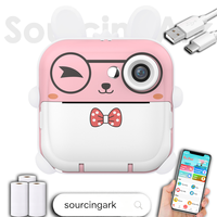 Cámara Térmica de Impresión Instantánea para Niños SourcingArk con Pantalla de Alta Definición de 2.4 Pulgadas, Material ABS, Diseño de Dibujos Animados, Cámara de Regalo Q5