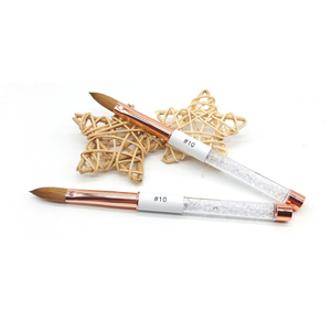 Pinceau à ongles en acrylique 100% Kolinsky Sable avec manche diamanté blanc doré, logo OEM pour ongles en acrylique - Product Image 5