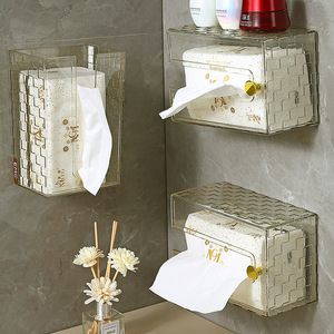 Wall Mounted Tissue Box Gold Powder Rectangular No Drilling Required Multipurpose For Bathroom Kitchen Home Use - Product Image 3