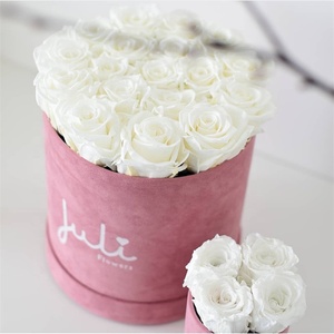 Custom made deffer color velvet round box, velvet rose box, velvet flower boxes