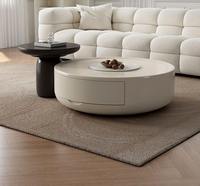 Table basse en bois moderne et élégante avec rangement, surface lisse, design durable, forme irrégulière, meuble de salon, garantie 3 ans