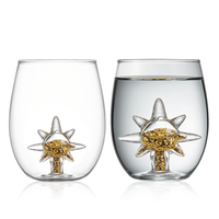 Tasses en verre ciel étoilé créatives : Tasses à double couche avec étoiles et lune dorées, tasses à café/jus, logo personnalisé en gros