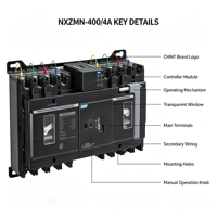 CHINT NXZMN-630 630A 3P 4P CB Commutateur de transfert automatique IP30 35kA Triphasé Double Alimentation Certifié CE 400V AC RS485