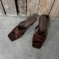 Sandales compensées en cuir suédé véritable à lanières croisées, matériaux haut de gamme, à enfiler, pour femme, usage quotidien, collection 2026, vente chaude
