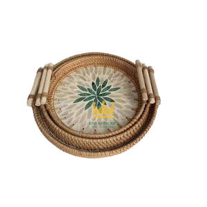 Plateau de rangement en rotin tressé fait main, écologique et portable, motif fruits, du Vietnam, à prix abordable pour la décoration de cuisine - Product Image 1