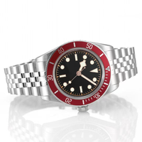 Montre de plongée automatique pour homme, cadran à aiguilles mécaniques lumineuses, lunette en cristal saphir, résistance à l'eau 3BAR, mode noire