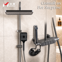 Ensemble de robinetterie de douche murale en laiton avec barre coulissante, pommeau de douche carré effet pluie et jet doux, valve en céramique pour hôtel, villa, appartement