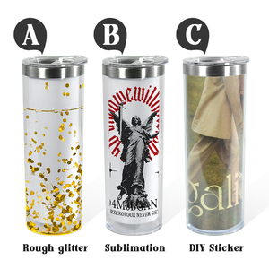 Bicchieri di sublimazione di Snowglobe da 20 once al di fuori di plastica e acciaio inossidabile interno tazze fai da te - Product Image 4