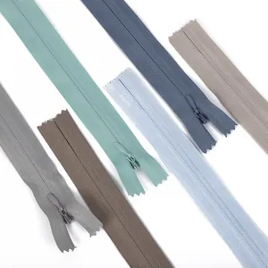 Fita de laço de nylon invisível para calças, fabricação por atacado 3 #, colorida, com zíper, para calças e têxteis de casa